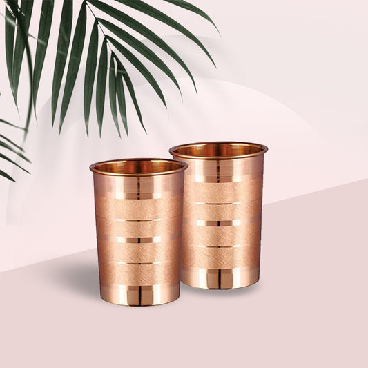 Classic Touch Pure Copper Glass Tumbler ( Set of 2 )