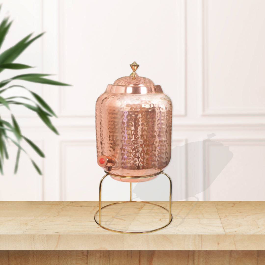 Copper Water Dispenser with Lid - 5 L